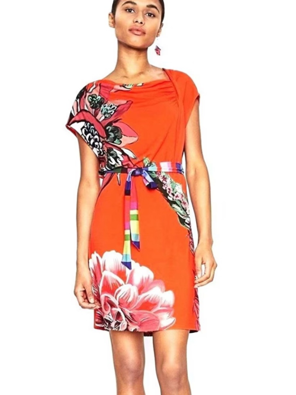 Desigual Red Floral Sleeveless Mini dress Tie front - S